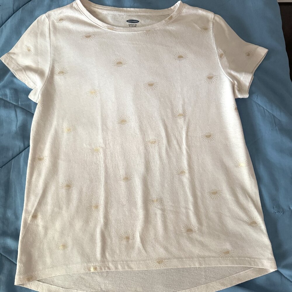 Old Navy Light Pink Tee with Golden Palm Trees
